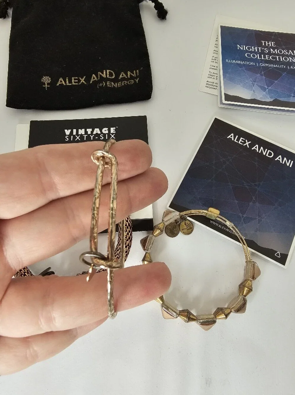 Auth Alex and Ani Rose Gold Tone Set Of 3 Bangle Bracelets Vintage Collection